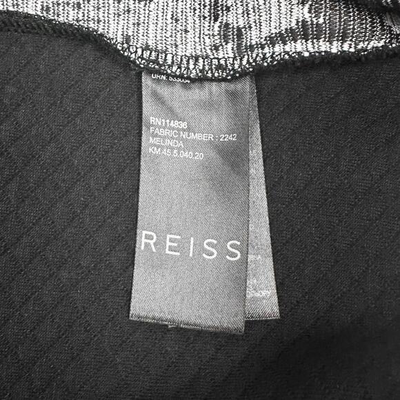 Reiss Melinda Mixed Media Top Small Black White Cotton Blend Lace Abstract - Picture 12 of 13